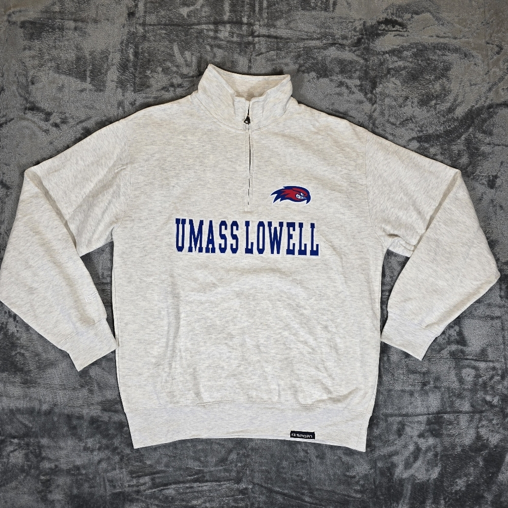 UMass Lowell University of Massachusetts 1/4 Mock Neck Sweater Size Medium CI